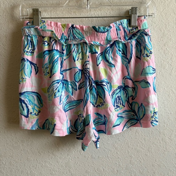 Lilly Pulitzer Girls Pink and Blue Ruffle Elastic Waist Shorts XL (12-14) - Picture 2 of 3